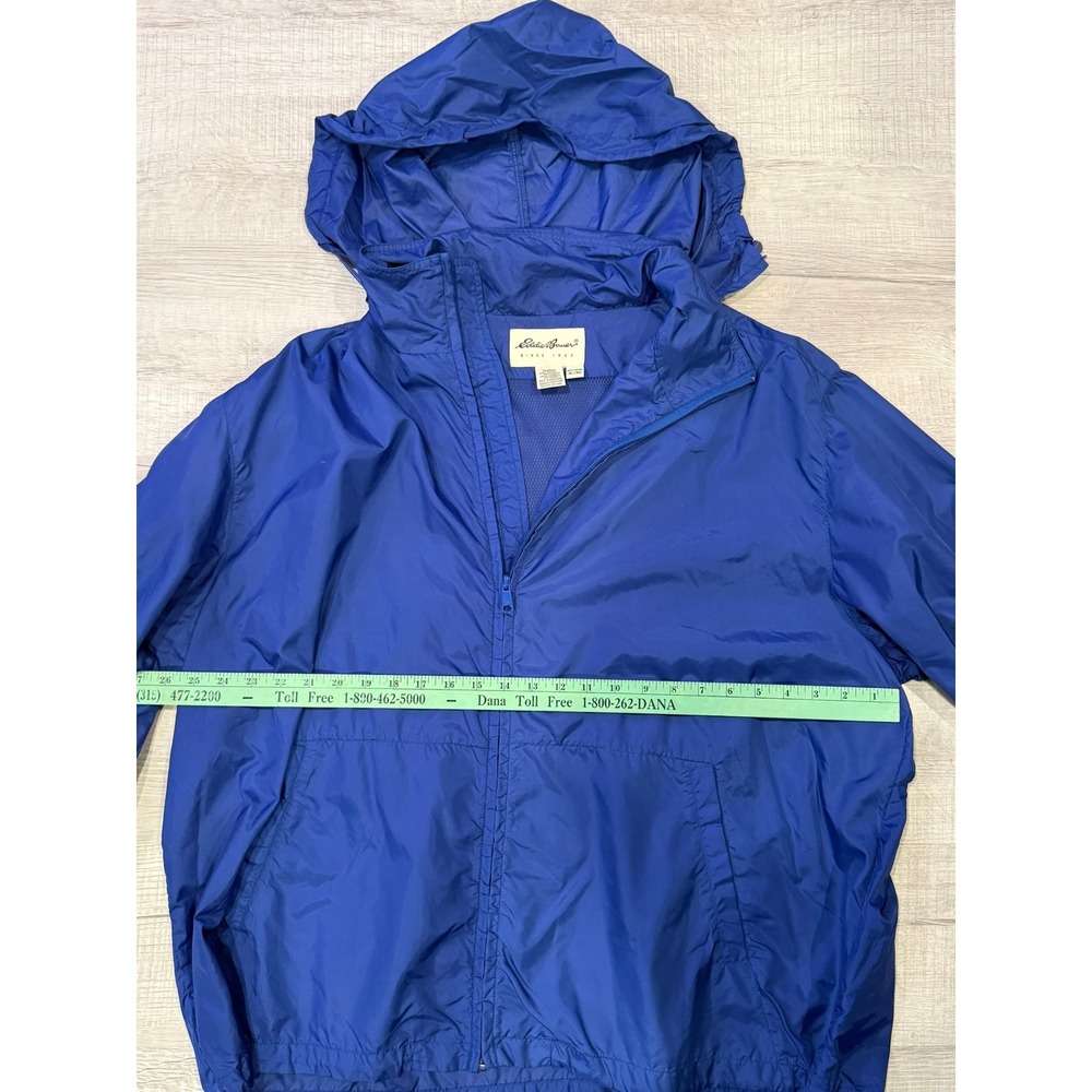 Eddie Bauer Windbreaker Jacket Mens XL Blue Gorpcore Vintage Hooded Full Zip - Picture 6 of 8